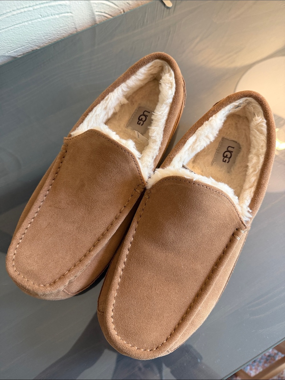 UGG Men’s Chestnut Suede Shearling-Lined Slip-On Loafers
